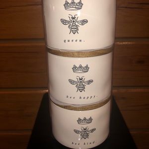 Rae Dunn Stackable QUEEN BEE HAPPY cellars set